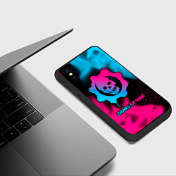 Чехол iPhone XS Max матовый Gears of War - neon gradient, цвет: 3D-черный — фото 2