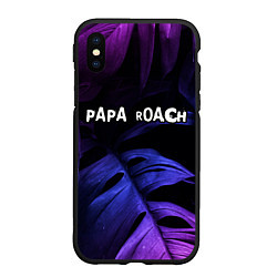 Чехол iPhone XS Max матовый Papa Roach neon monstera