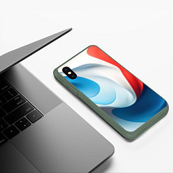 Чехол iPhone XS Max матовый Объемная белая синяя красная текстура, цвет: 3D-темно-зеленый — фото 2