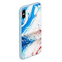 Чехол iPhone XS Max матовый Белые синие красные брызги, цвет: 3D-голубой — фото 2