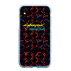 Чехол iPhone XS Max матовый Cyberpunk 2077 phantom liberty dark abstract, цвет: 3D-голубой