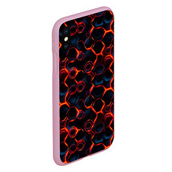 Чехол iPhone XS Max матовый Неоновые линии, цвет: 3D-розовый — фото 2