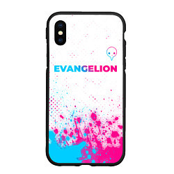 Чехол iPhone XS Max матовый Evangelion neon gradient style: символ сверху, цвет: 3D-черный