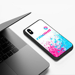 Чехол iPhone XS Max матовый Yamaha neon gradient style: символ сверху, цвет: 3D-черный — фото 2