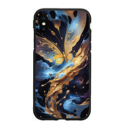 Чехол iPhone XS Max матовый Бабочка краски узор