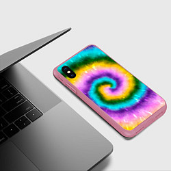 Чехол iPhone XS Max матовый Тай дай стиль, цвет: 3D-малиновый — фото 2