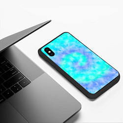 Чехол iPhone XS Max матовый Тай дай морская волна, цвет: 3D-черный — фото 2