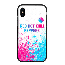 Чехол iPhone XS Max матовый Red Hot Chili Peppers neon gradient style: символ, цвет: 3D-черный