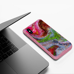 Чехол iPhone XS Max матовый Красочный узор, цвет: 3D-малиновый — фото 2