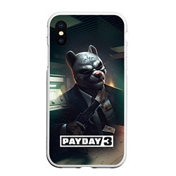 Чехол iPhone XS Max матовый Payday 2 dog mask, цвет: 3D-белый