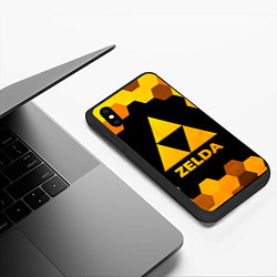 Чехол iPhone XS Max матовый Zelda - gold gradient, цвет: 3D-черный — фото 2