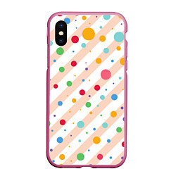 Чехол iPhone XS Max матовый Color circles, цвет: 3D-малиновый