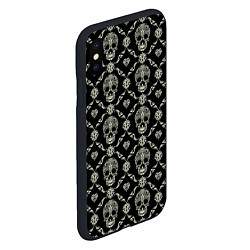 Чехол iPhone XS Max матовый Узор с черепами Pattern with skulls, цвет: 3D-черный — фото 2