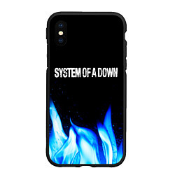 Чехол iPhone XS Max матовый System of a Down blue fire