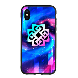 Чехол iPhone XS Max матовый Breaking Benjamin неоновый космос