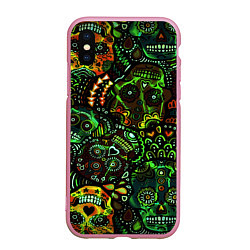 Чехол iPhone XS Max матовый Мексиканские призраки, цвет: 3D-розовый