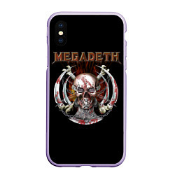 Чехол iPhone XS Max матовый Megadeth - боевой череп, цвет: 3D-светло-сиреневый