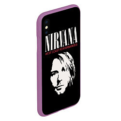 Чехол iPhone XS Max матовый Nirvana - Kurt Cobain, цвет: 3D-фиолетовый — фото 2