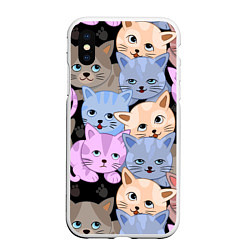 Чехол iPhone XS Max матовый Cats party, цвет: 3D-белый