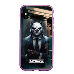 Чехол iPhone XS Max матовый Payday 3 white bear, цвет: 3D-фиолетовый