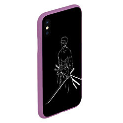 Чехол iPhone XS Max матовый Roronoa Zoro - One Piece, цвет: 3D-фиолетовый — фото 2