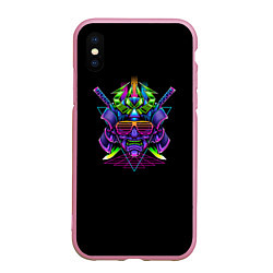 Чехол iPhone XS Max матовый Vaporwave CyberSamurai