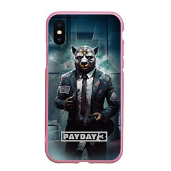 Чехол iPhone XS Max матовый Pay day 3 bulldog, цвет: 3D-розовый