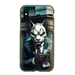 Чехол iPhone XS Max матовый Payday cat, цвет: 3D-темно-зеленый