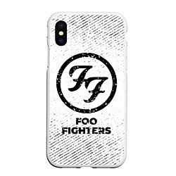 Чехол iPhone XS Max матовый Foo Fighters с потертостями на светлом фоне, цвет: 3D-белый