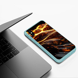 Чехол iPhone XS Max матовый Золотые волны, цвет: 3D-мятный — фото 2