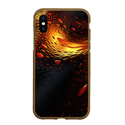 Чехол iPhone XS Max матовый Золотые волнистые линии