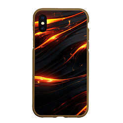 Чехол iPhone XS Max матовый Золотые волны со свечением