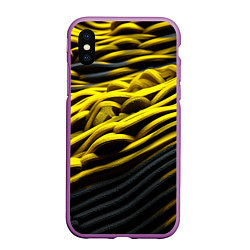 Чехол iPhone XS Max матовый Золотые волны, цвет: 3D-фиолетовый