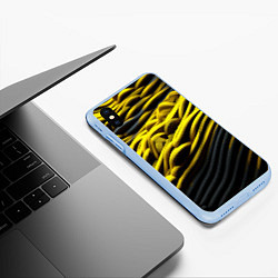 Чехол iPhone XS Max матовый Золотые волны, цвет: 3D-голубой — фото 2