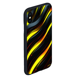 Чехол iPhone XS Max матовый Черные волнистые линии, цвет: 3D-черный — фото 2