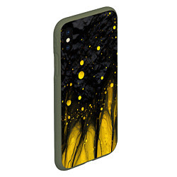 Чехол iPhone XS Max матовый Желтые брызги на черном фоне, цвет: 3D-темно-зеленый — фото 2