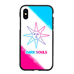 Чехол iPhone XS Max матовый Dark Souls neon gradient style