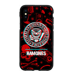 Чехол iPhone XS Max матовый Ramones rock glitch