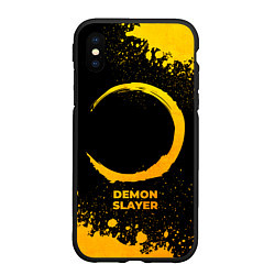Чехол iPhone XS Max матовый Demon Slayer - gold gradient, цвет: 3D-черный