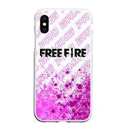 Чехол iPhone XS Max матовый Free Fire pro gaming: символ сверху, цвет: 3D-белый