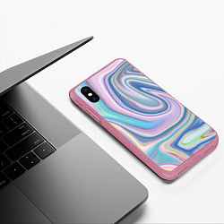 Чехол iPhone XS Max матовый Sea waves fantasy, цвет: 3D-малиновый — фото 2