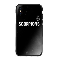 Чехол iPhone XS Max матовый Scorpions glitch на темном фоне: символ сверху, цвет: 3D-черный
