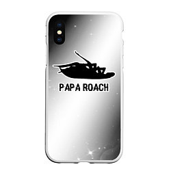 Чехол iPhone XS Max матовый Papa Roach glitch на светлом фоне, цвет: 3D-белый