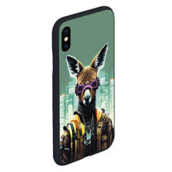 Чехол iPhone XS Max матовый Cool kangaroo - cyberpunk, цвет: 3D-черный — фото 2