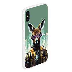 Чехол iPhone XS Max матовый Cool kangaroo - cyberpunk, цвет: 3D-белый — фото 2