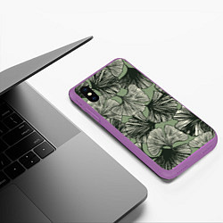 Чехол iPhone XS Max матовый Big leaves, цвет: 3D-фиолетовый — фото 2