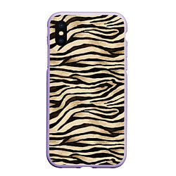 Чехол iPhone XS Max матовый Шкура зебры и белого тигра, цвет: 3D-светло-сиреневый
