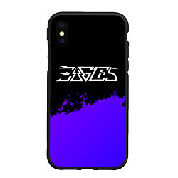 Чехол iPhone XS Max матовый Eagles purple grunge