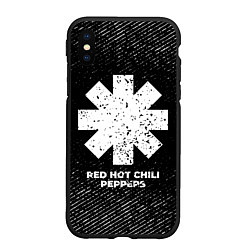 Чехол iPhone XS Max матовый Red Hot Chili Peppers с потертостями на темном фон