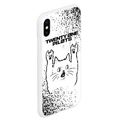 Чехол iPhone XS Max матовый Twenty One Pilots рок кот на светлом фоне, цвет: 3D-белый — фото 2
